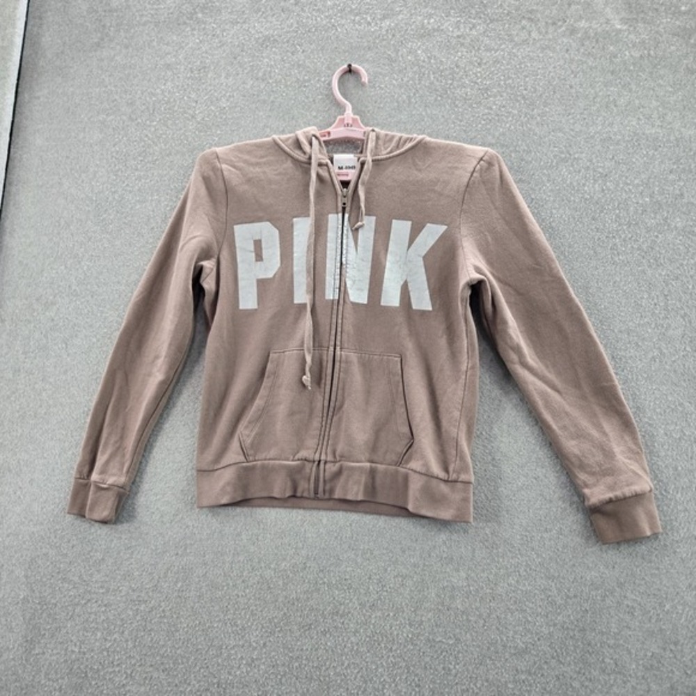 Victoria's Secret PINK‎ Women Hoodie M Brown Fleece Logo Activewear